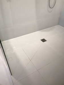 Porcelain tiles before being deep cleaned